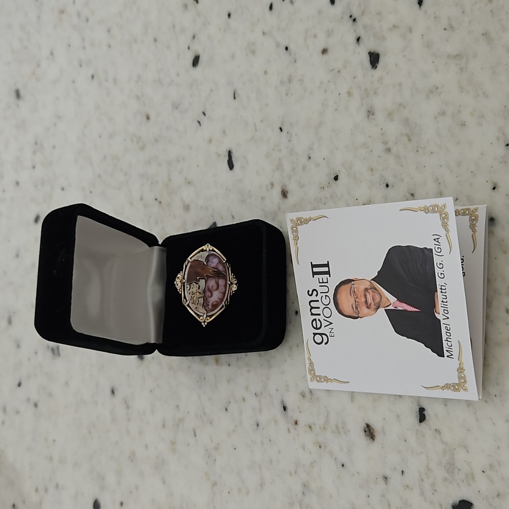 Tiger shell cameo silver ring - Picture 5 of 7